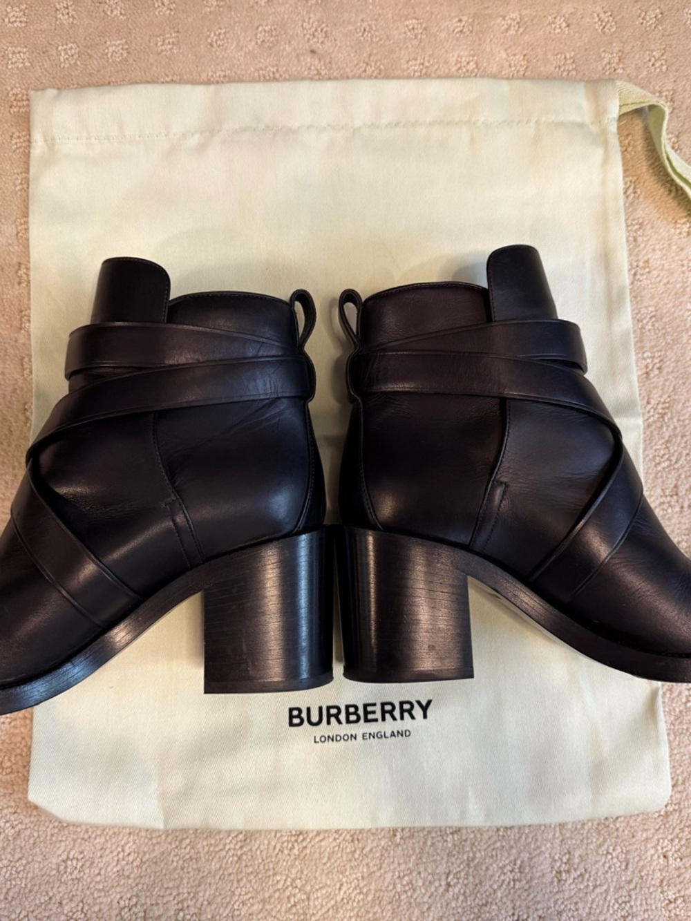 Burberry Black Monogram motif leather ankle boots, Size 36 - Picture 8 of 12